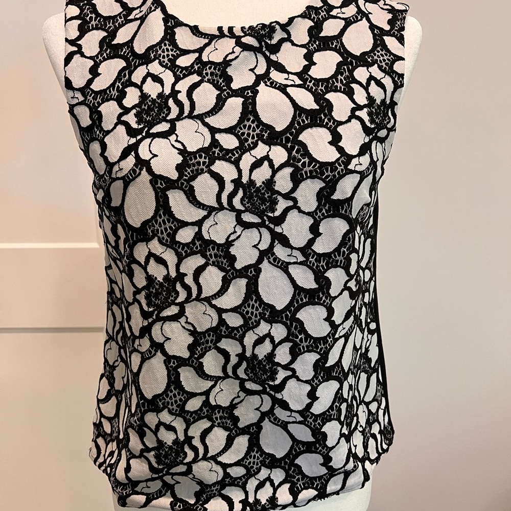 Diane Von Furstenberg Black and White Floral Blouse